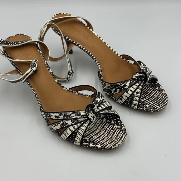 Coach Meg Land Snake Print Heels Y2K Designer Strappy Sandals Euro Chic wmns 9.5 - Picture 10 of 12